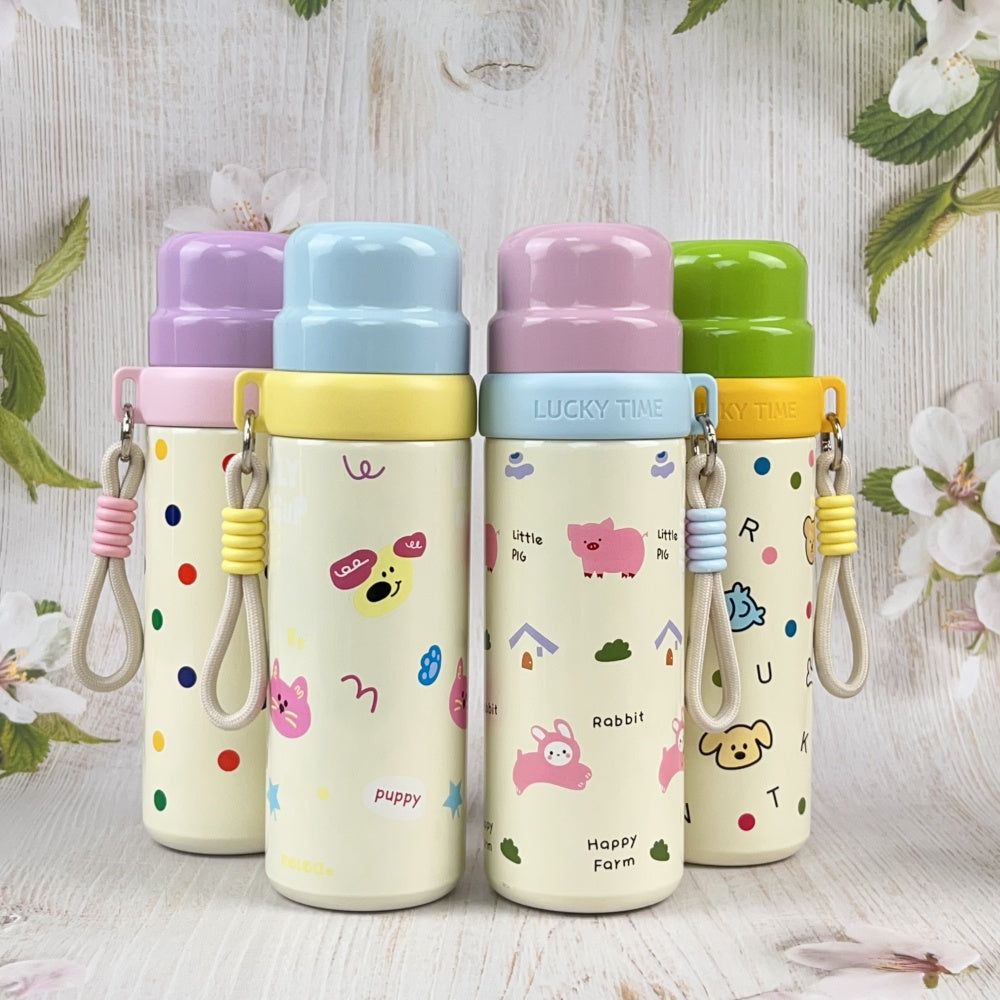 Termo Infantil 500ml – Conejito y Cerdito con Correa