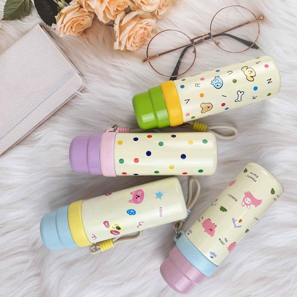 Termo Infantil 500ml – Conejito y Cerdito con Correa