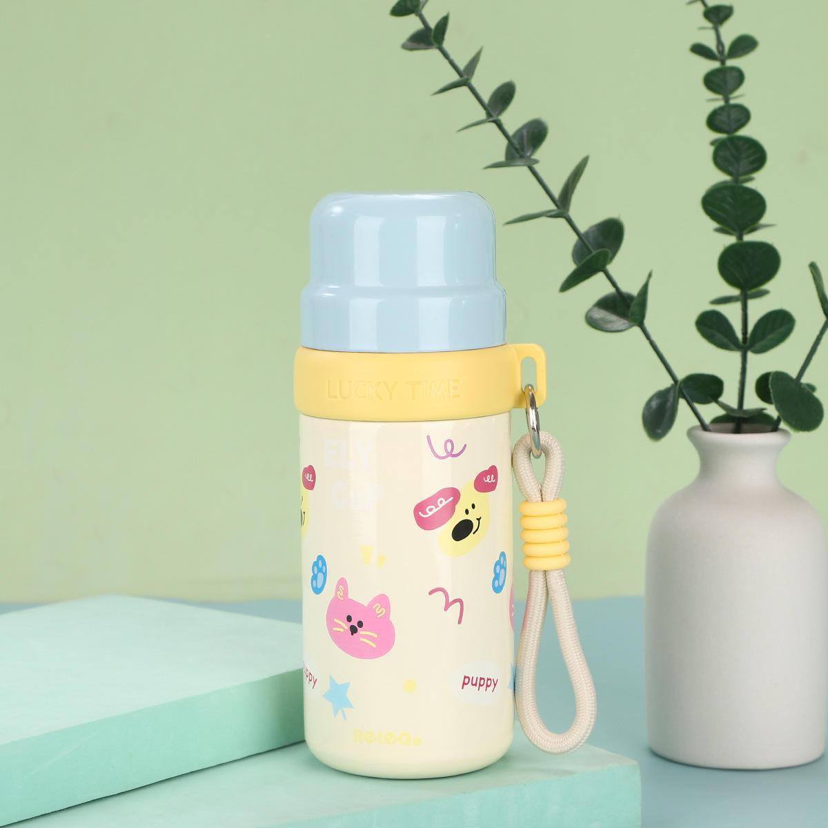 Termo Infantil 500ml – Conejito y Cerdito con Correa